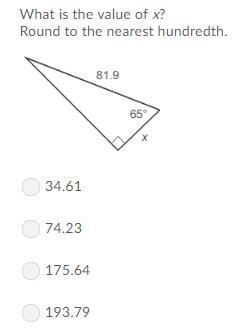 What is the value of x? Round to the nearest hundredth.-example-1