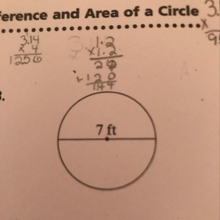 I need to know the circumference to this and area of this circle-example-1