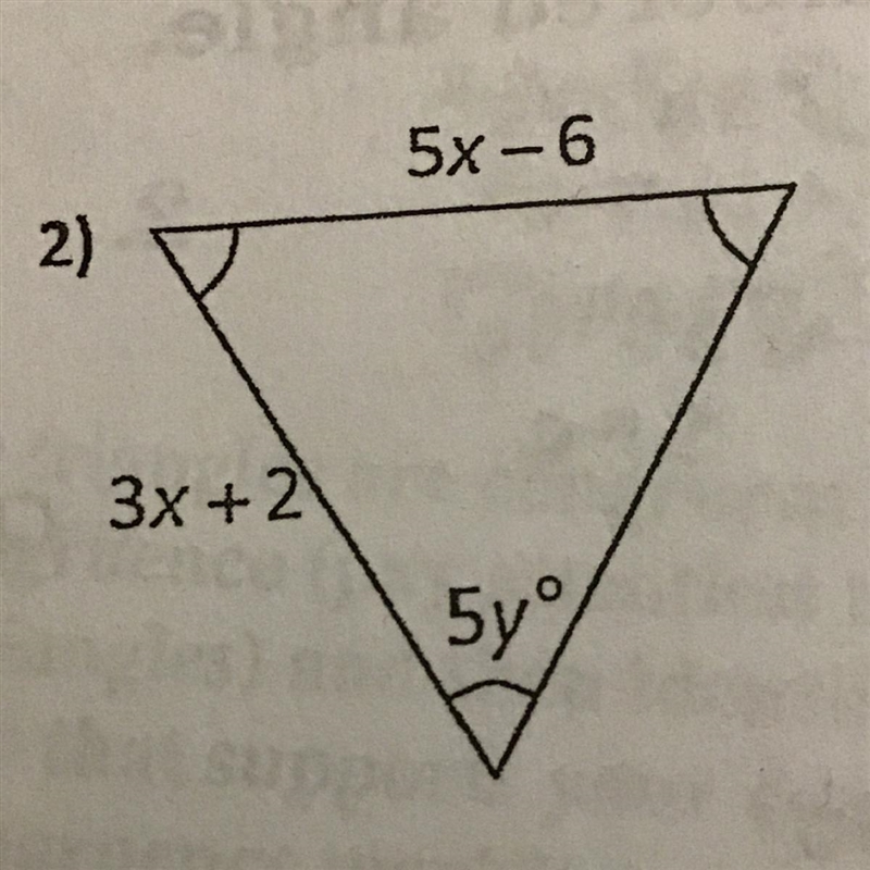 Find the value of x and y and please show all work.-example-1