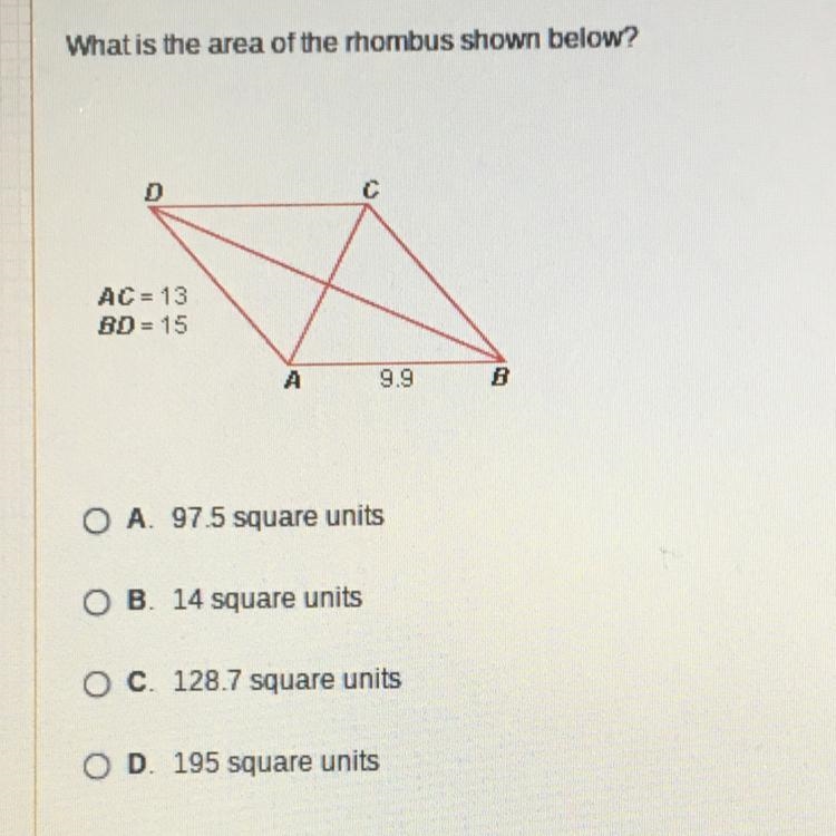 What is the area of the mombus shown below?-example-1