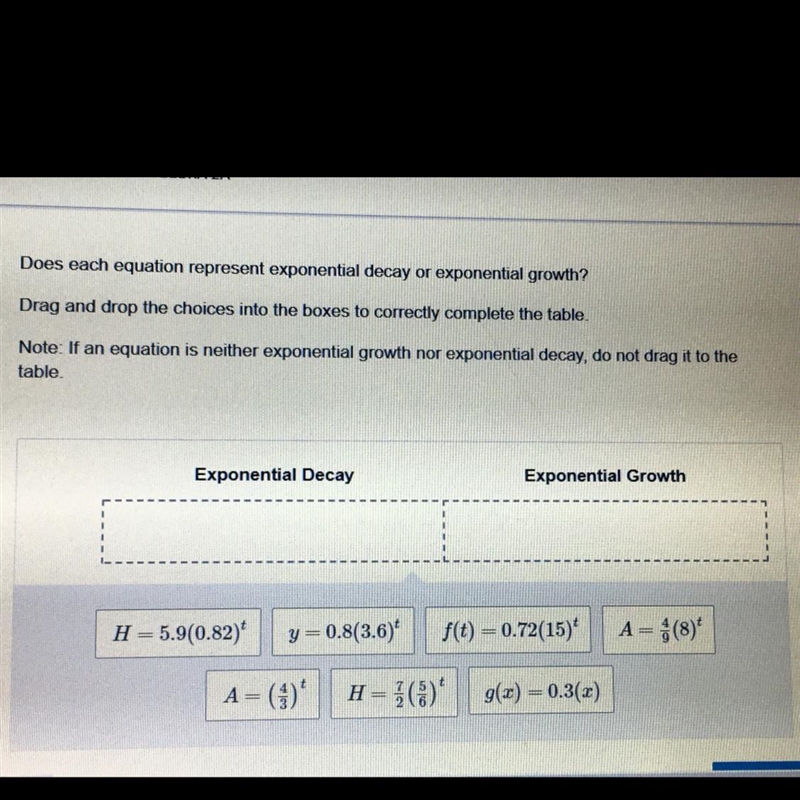 I BEG U HELP ME!! Does each equation represent exponential decay or exponential growth-example-1