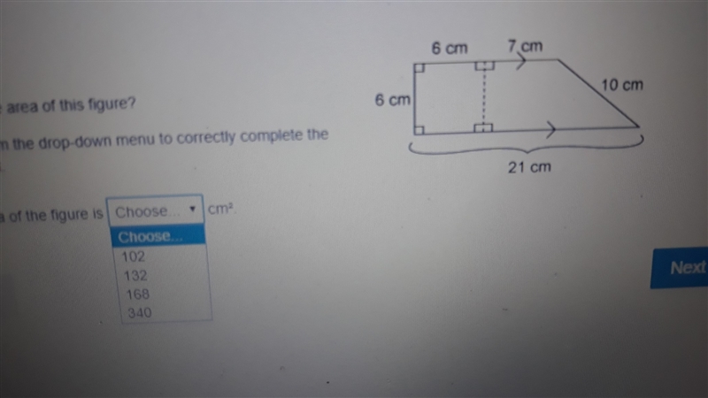 What is the area of this figure select from the drop-box menu to correctly complete-example-1