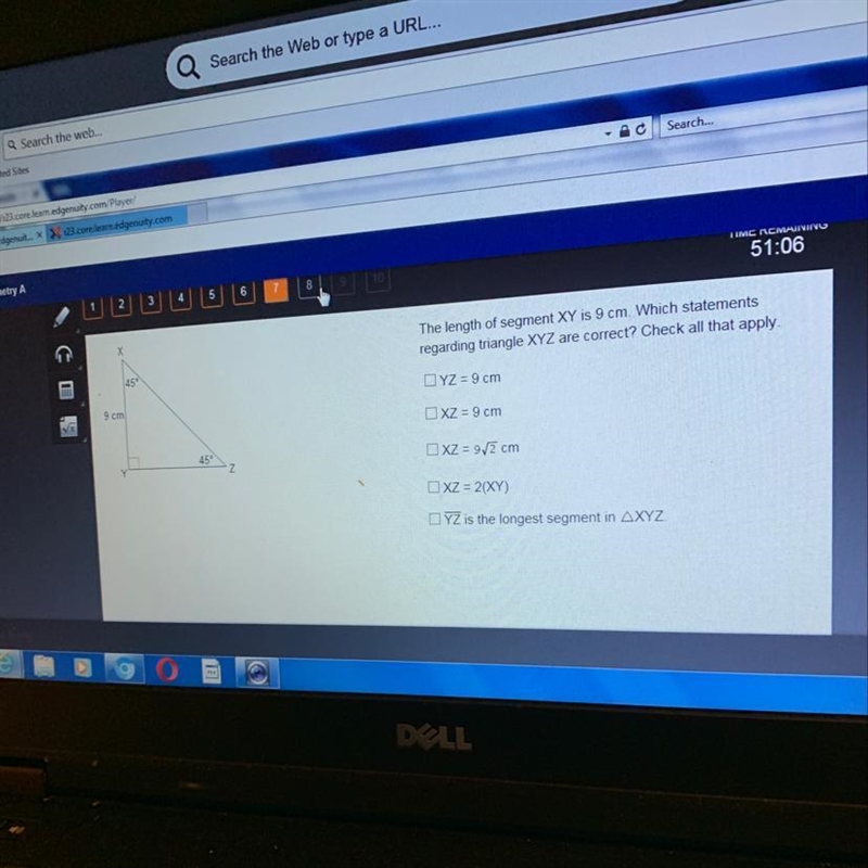 The length of segment XY is 9cm which statements regarding XYX are correct check all-example-1