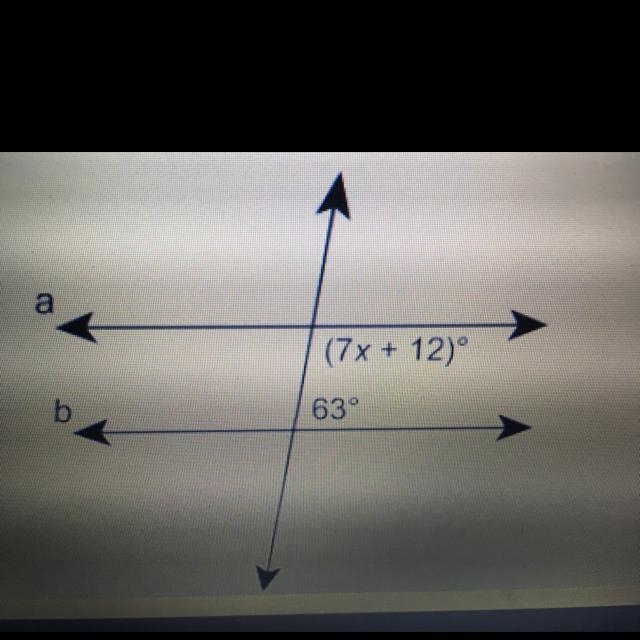 What value of x is line a parallel to line b?-example-1