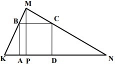 I need help asap pls and thank you ;) Given: △KMN, ABCD is a square KN=a, MP ⊥ KN-example-1