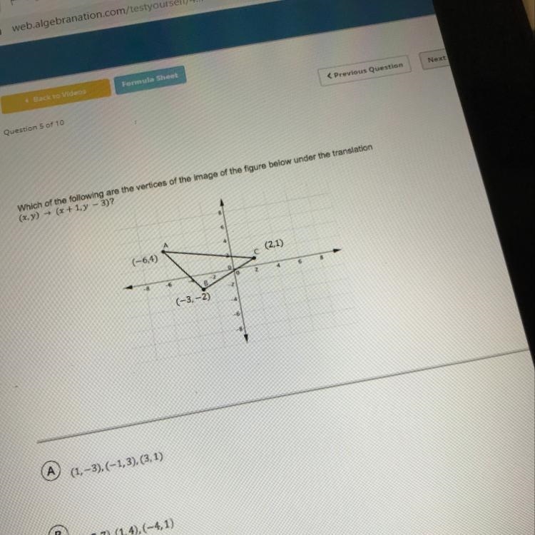 Which of the following are the vertices of the image of the figure below under the-example-1