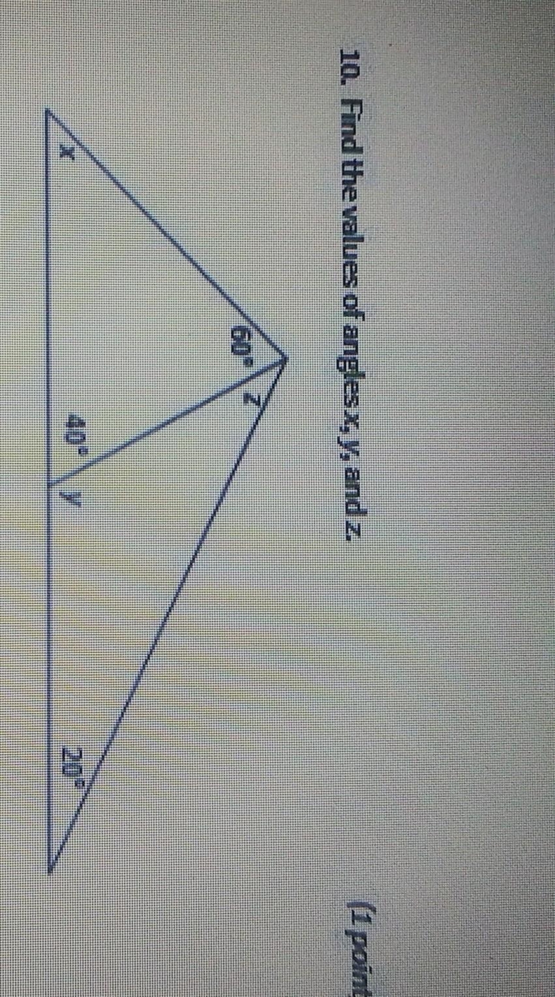 Find the values of angles x, y, and z.​-example-1