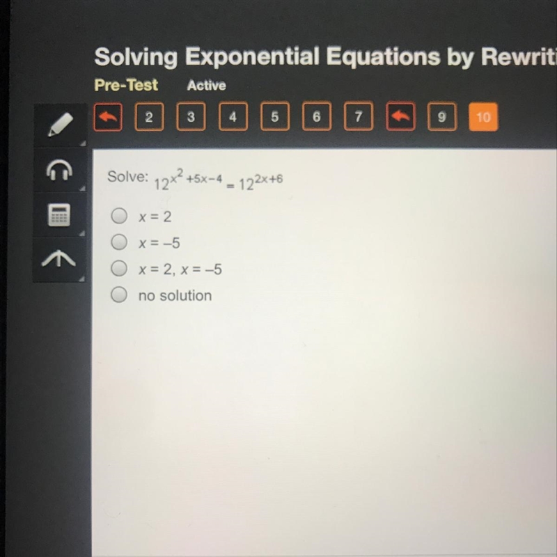 Solve: 12x^2+5x-4=12^2x+6-example-1