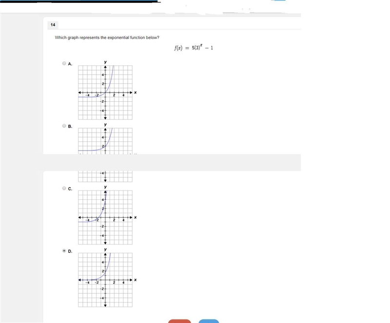 Which graph represents the exponential function below?-example-1