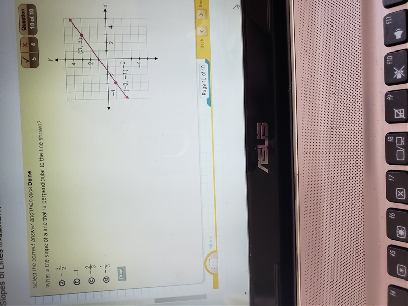 What is the slope of a line that is perpendicular to the line shown?-example-1