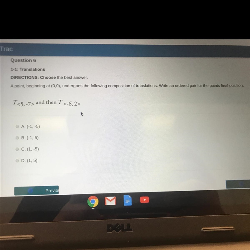 A point, beginning at (0,0), undergoes the following composition of translation. Write-example-1