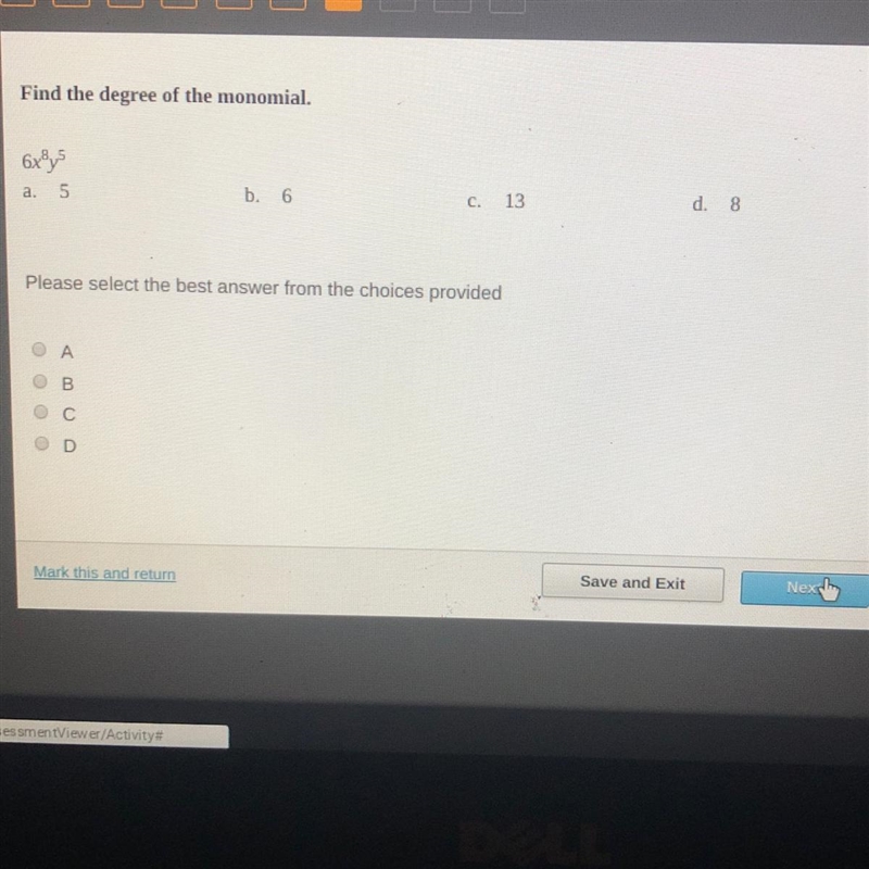 Find the degree of the monomial-example-1