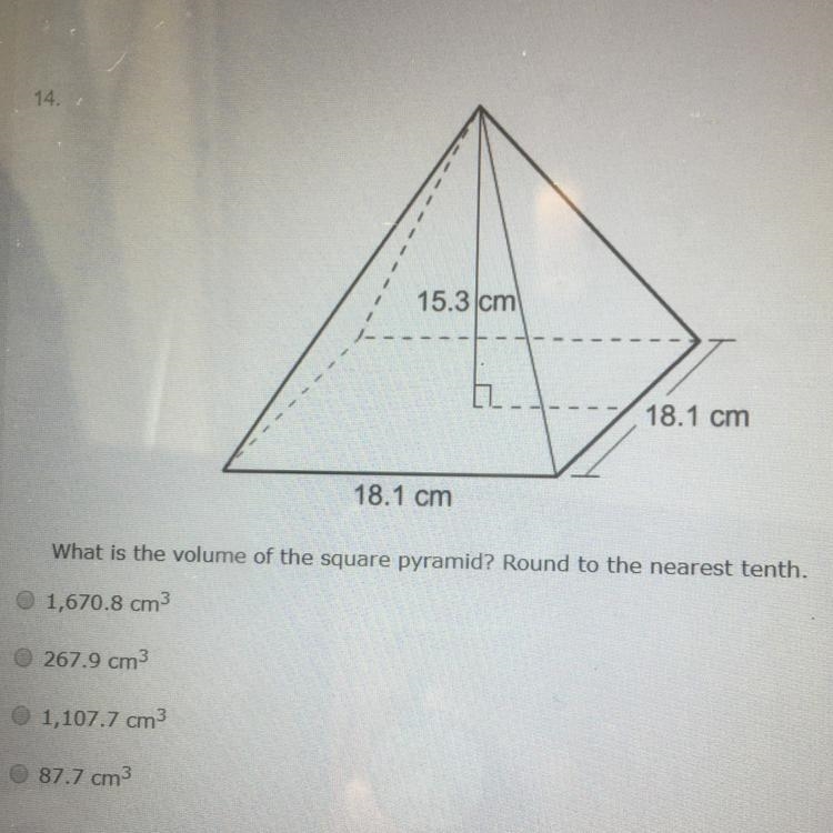 What is the volume of the square pyramid?-example-1