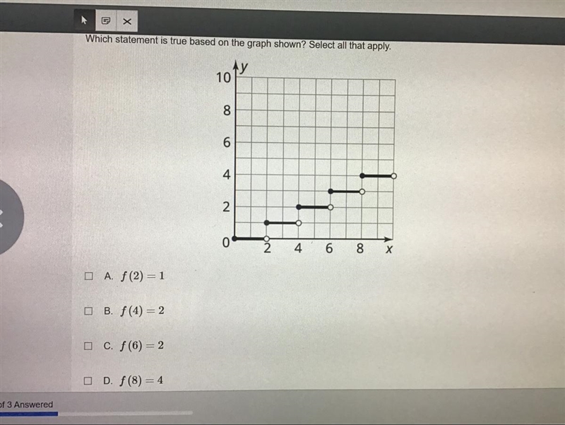 Which statement is true based on the graph shown? Select all that apply.-example-1