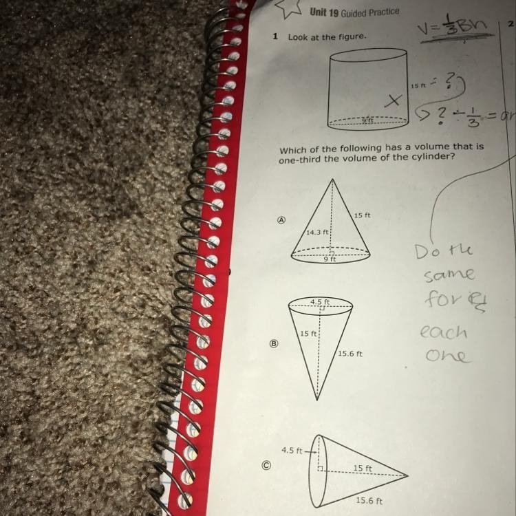 What is the volume of the cylinder to the cone-example-1