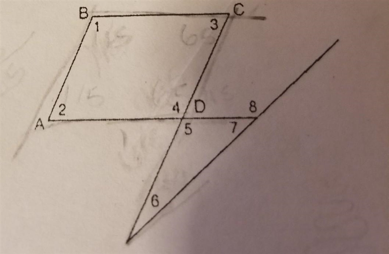 Figure ABCD is a rhombus. if angle 1 = 115° and angle 6 = 40°, what is angle 8?​-example-1