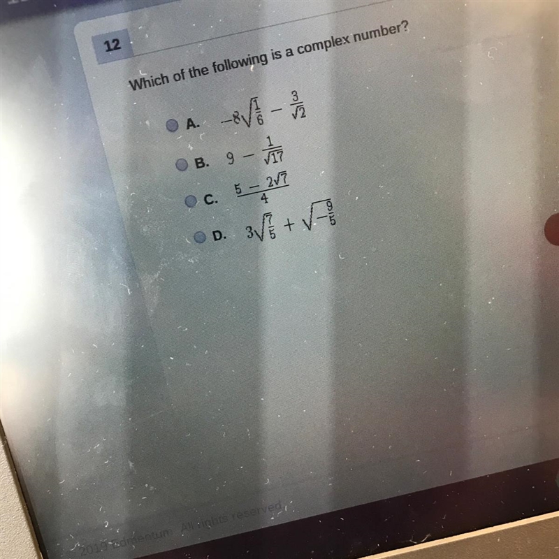 Which of the following is a complex number?-example-1