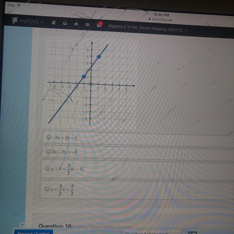 What is the standard form equation of the line shown below?-example-1