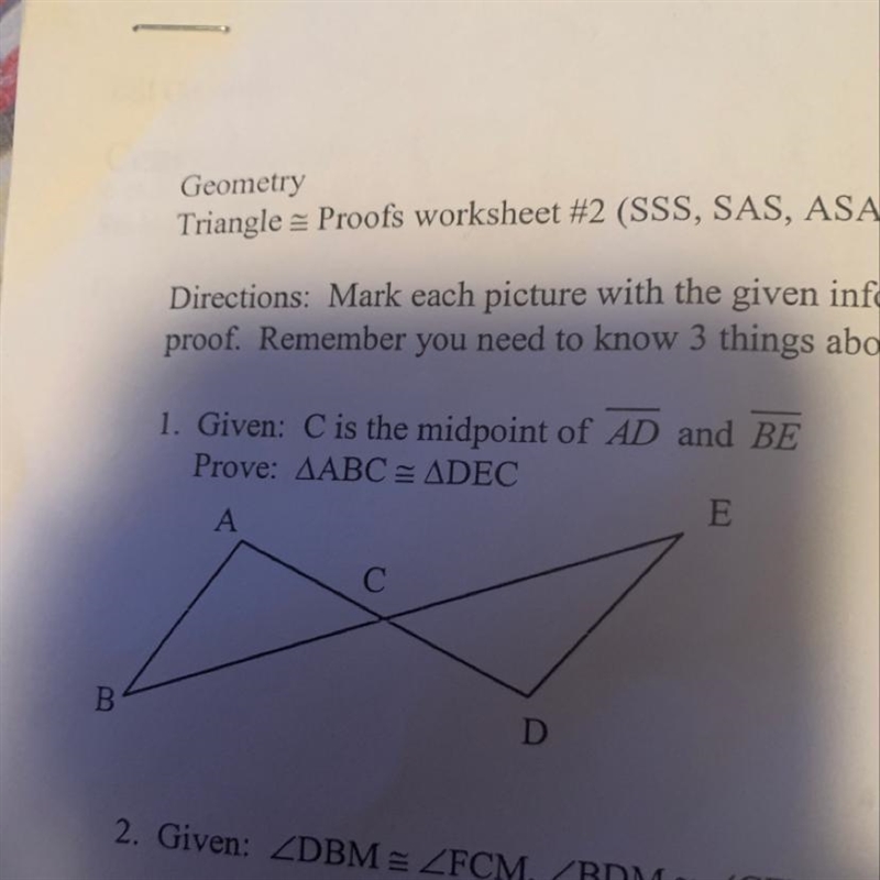 Given C is the midpoint of Ad and be-example-1