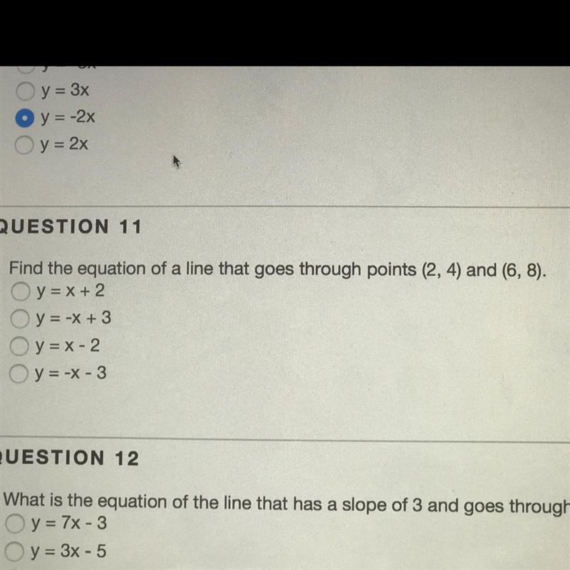 Find the equation of a line that goes through (2,4) and (6,8)-example-1