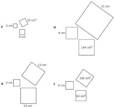 When three squares are joined at their vertices to form a right triangle, the combined-example-1