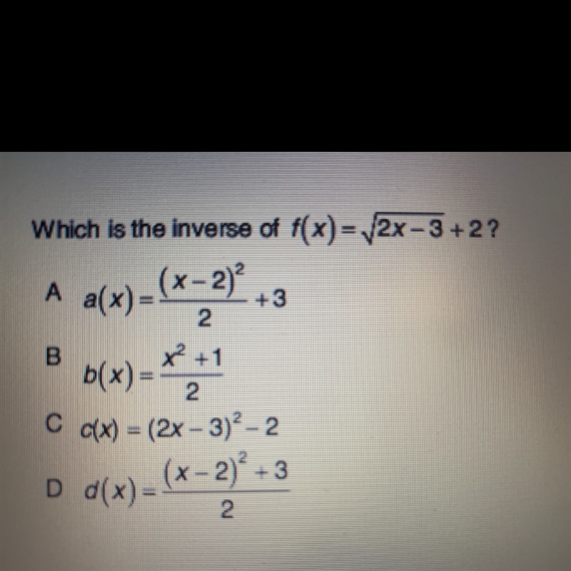 The inverse of f(x)=sqrt 2x-3+2-example-1