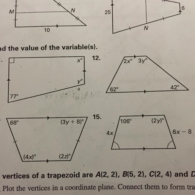 I need help in find the value of the variables please!!!!-example-1