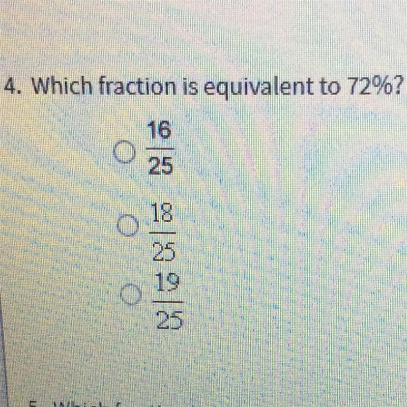 4. Which fraction is equivalent to 72%? (1 point)-example-1