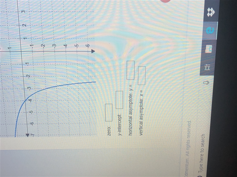 The graph of a rational function is shown. Use the graph to approximate the key features-example-2