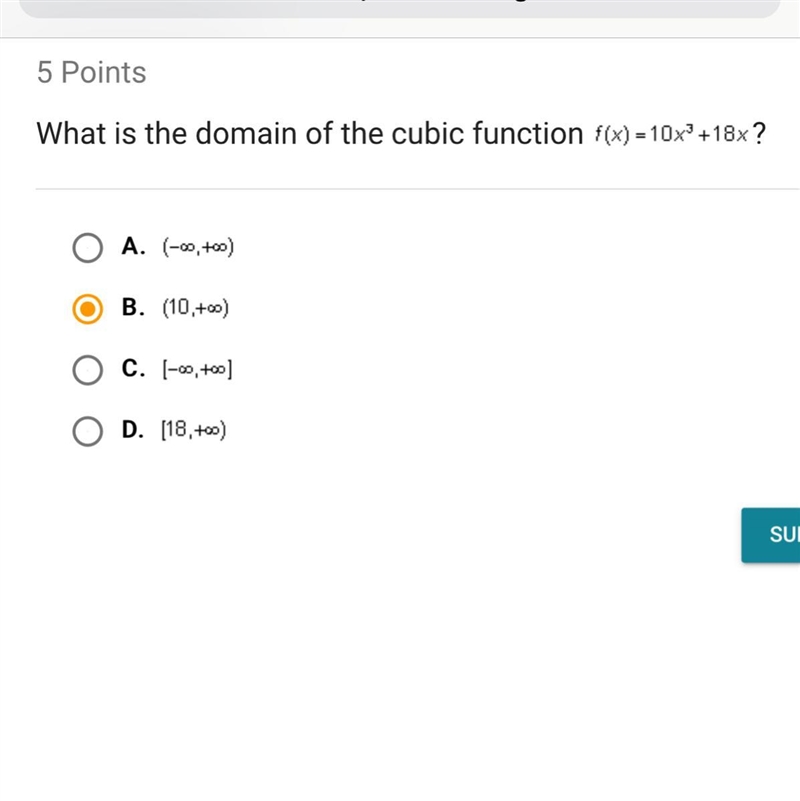 What is the domain of the cubic function f(x)=10x^3 +18x-example-1