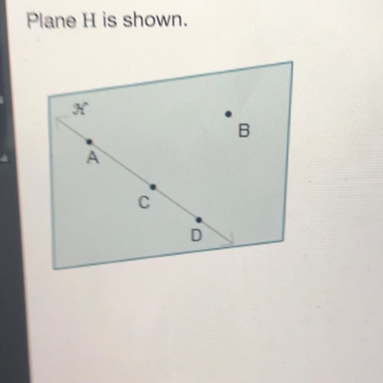 Plane H is shown. Which points are coplanar and noncollinear?-example-1