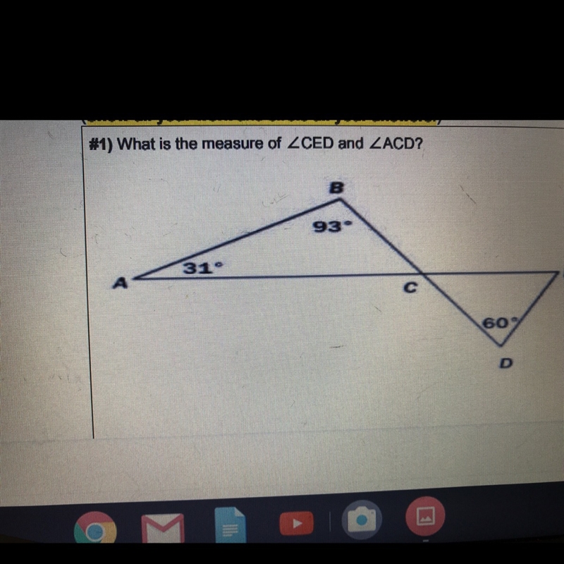 What is the measure of {CED and {ACD?-example-1