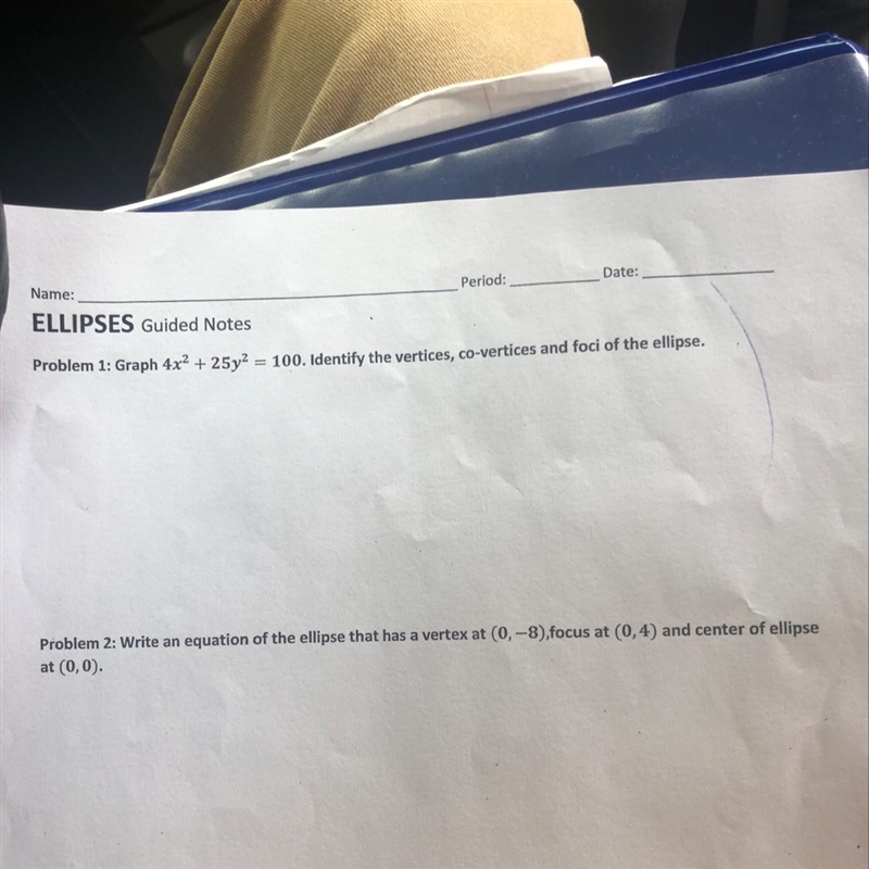 Right in equation of the ellipse The rest of the question is in the photo can you-example-1