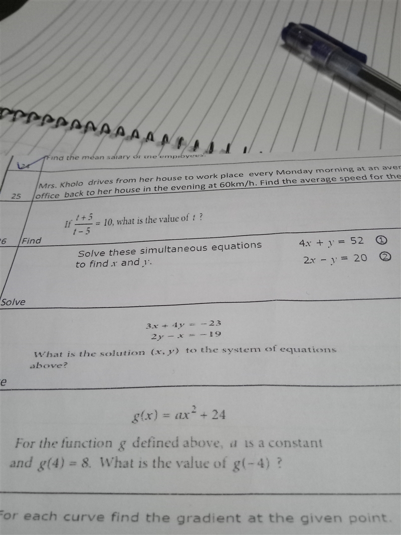 Solve these simultaneous equations to find x and y. Solve 4x+y=52 2x-y=20-example-1