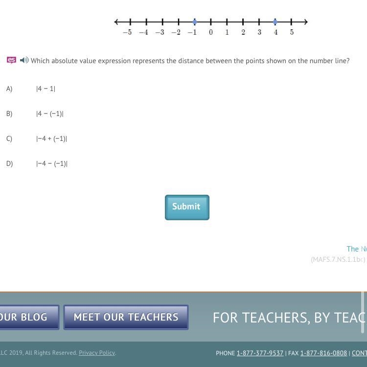 Which absolute value expression represents the distance between the points shown on-example-1