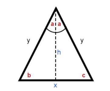 If h is an angle bisector of the given isosceles triangle, what is the measure of-example-1