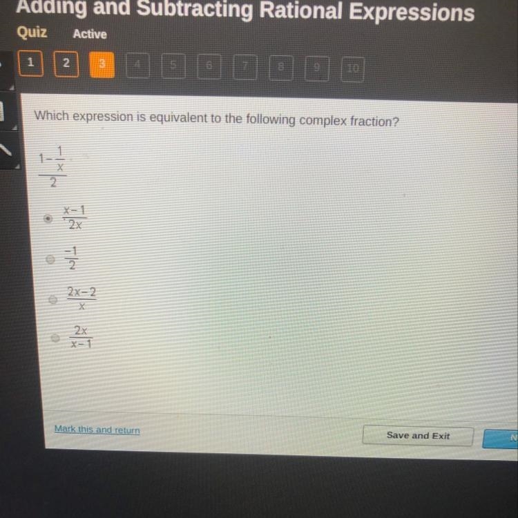 | Which expression is equivalent to the following complex fraction? .-example-1