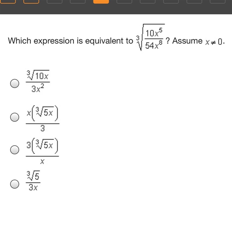 Which expression is equivalent to...? Assume... screenshots attached, please help-example-1