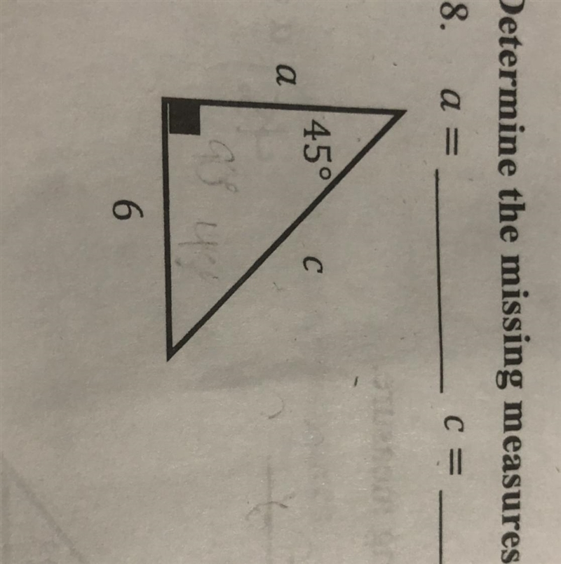 Determine the missing measures. 38, a=-example-1