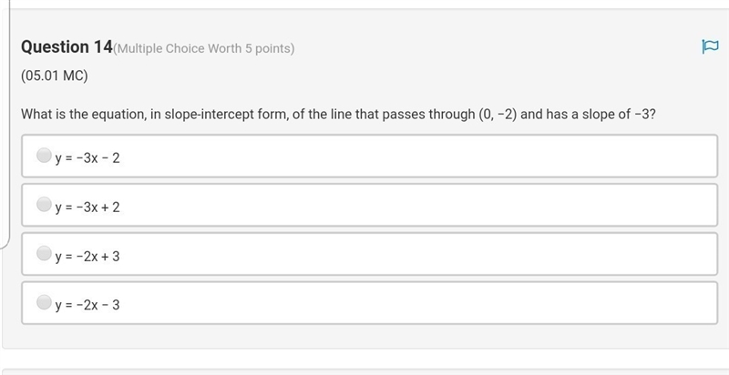 HELP!!!!!!!!What is the equation, in slope-intercept form, of the line that passes-example-1