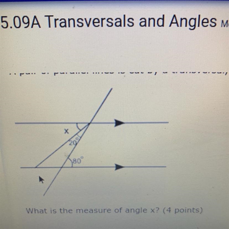 What is the measure of angle x?-example-1