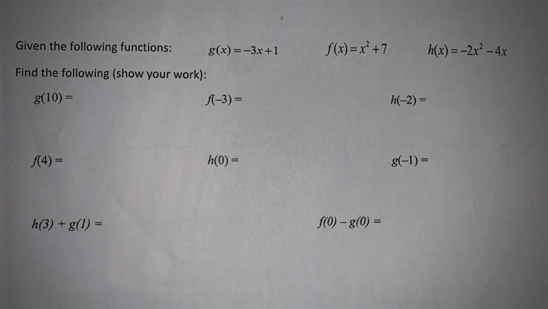 Help on these following math functions !! Worth 20 points , I suck at math but these-example-1