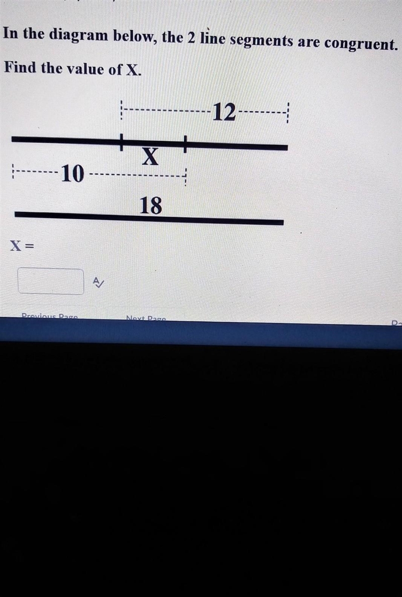 In this diagram below, the 2 line segments are congruent. Find the value of x​-example-1