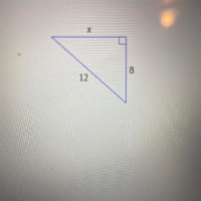 For the following right triangle, find the side length x. Round your answer to the-example-1