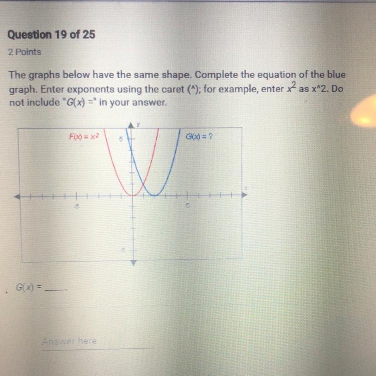 Please I need help The graphs below have the same shape. Complete the equation of-example-1