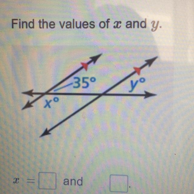 Find the values of xand y.-example-1