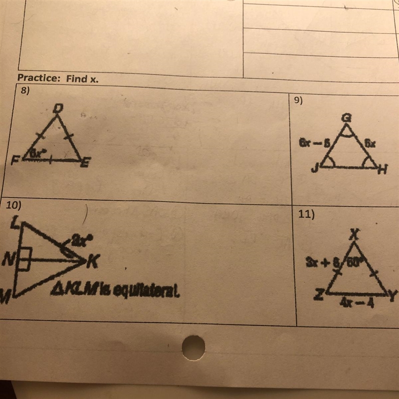 Find x for each of these triangles please-example-1