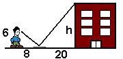 Find h, assuming the triangles formed are similar. h =-example-1