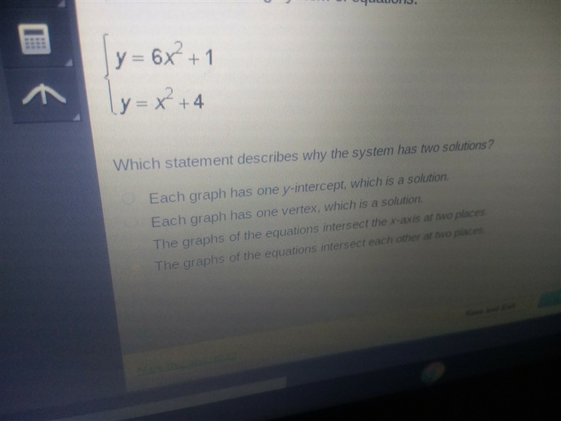 Considering the following system of equations y=6x^2+1 y=x^2+4-example-1