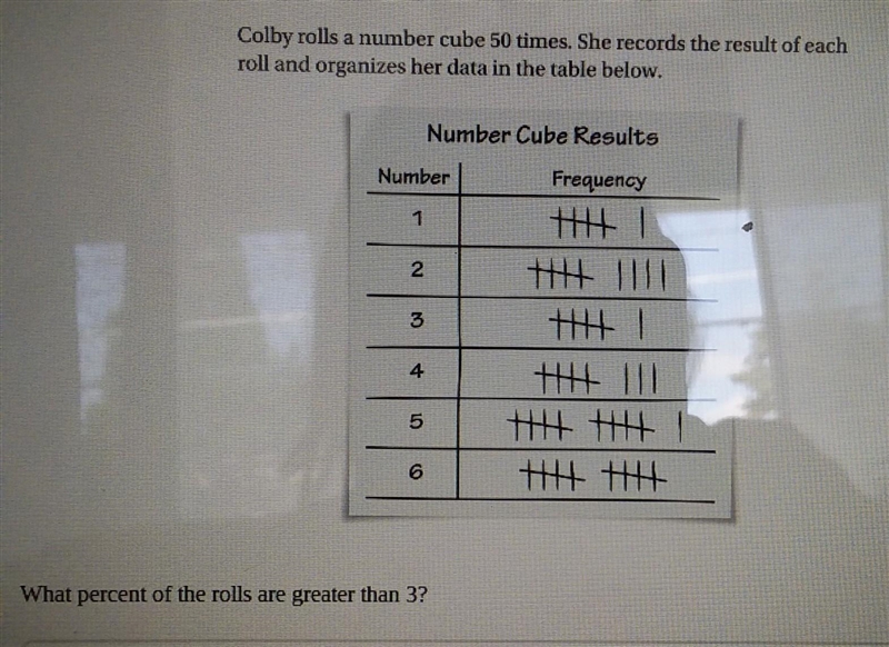 What percentage kf the rolls are greater than 3?​-example-1